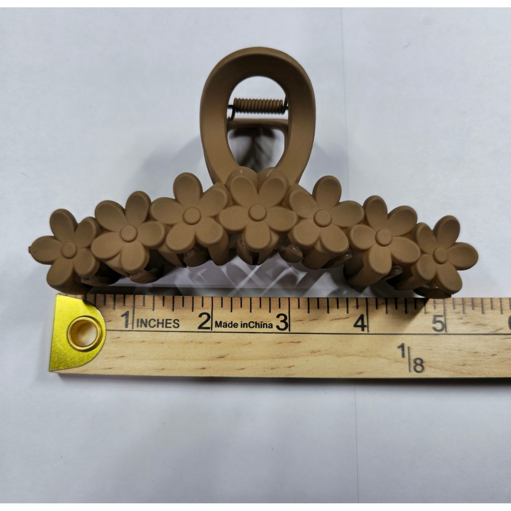 Matte Brown Daisy Flower Hair Claw Clip Floral Cottagecore Boho